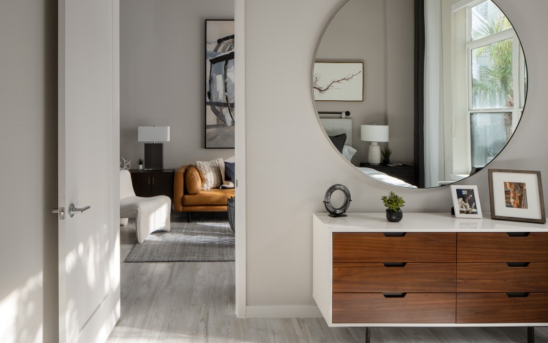 Modern flooring and fixtures in apartment homes at Perla Gem Lake