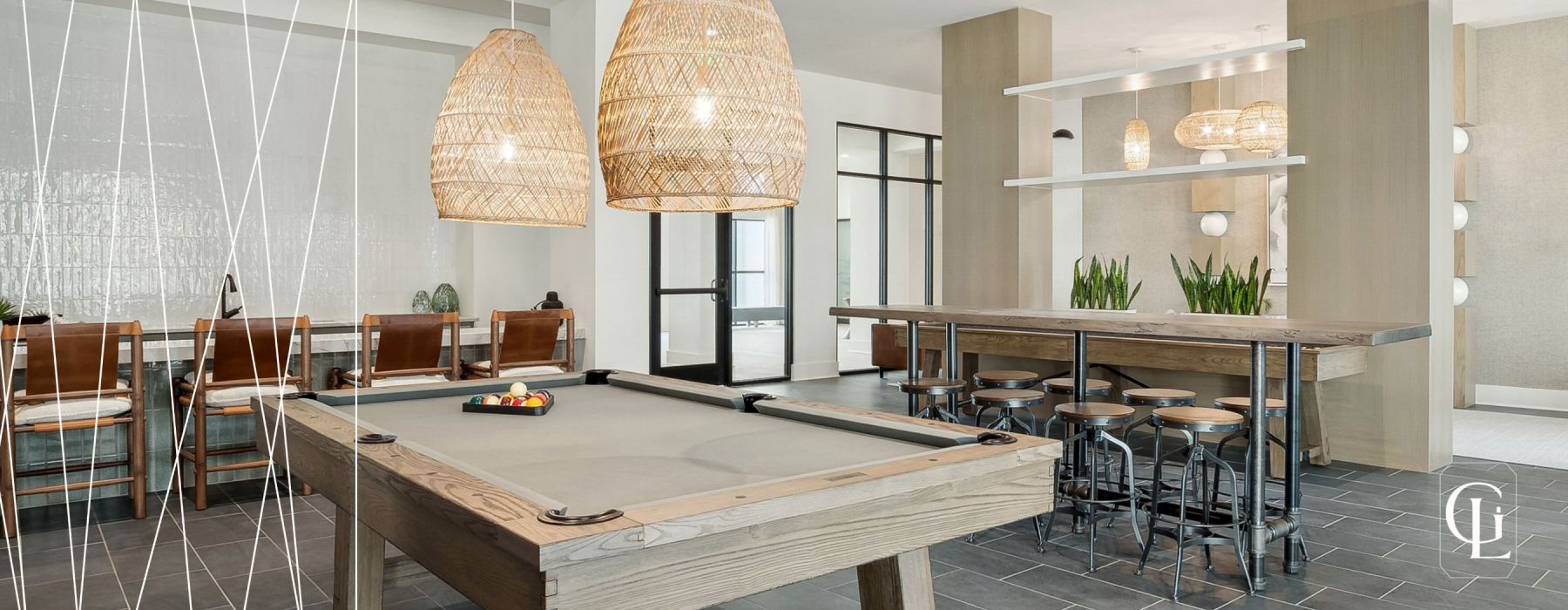 Community lounge with billards table at Gem Lake
